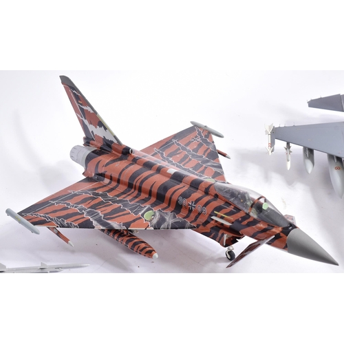 445 - Model Kits - collection of x6 built model kits of aircraft interest, comprising of: a Eurofighter EF... 