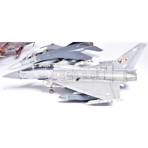 445 - Model Kits - collection of x6 built model kits of aircraft interest, comprising of: a Eurofighter EF... 