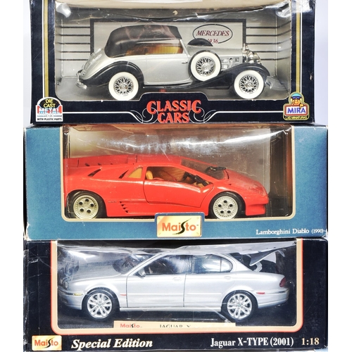 461 - Diecast - a collection of x9 1/18 and 1/24 scale diecast model cars to include; Sun Star 1998 TX1 Lo... 