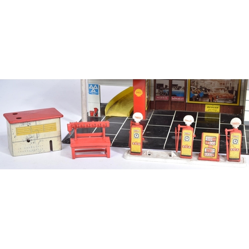 6 - Tinplate Toys - vintage 1950s Mettoy tinplate lithographed three tier Skypark garage. Plastic access... 