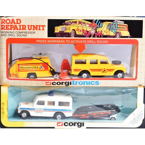 62 - Diecast - a collection of vintage Corgi diecast models to include; Corgitronics (x2 Police Land Rove... 