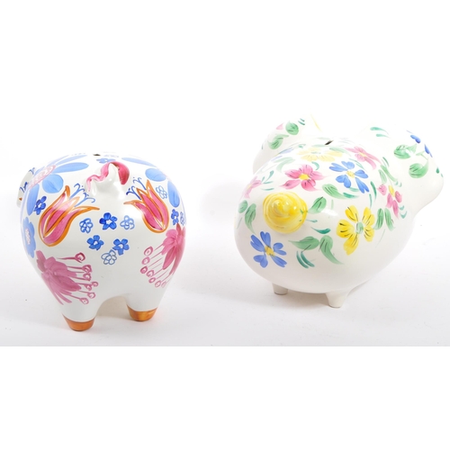 105 - Arthur Wood - Two large vintage 20th century circa 1970s Arthur Wood Pottery hand painted pig money ... 