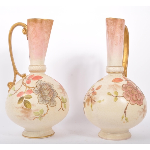 115 - Early 20th century Art Nouveau Old Hall ceramic three piece garniture vase and jug set. Having hand ... 