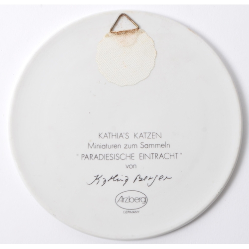 12 - Kathia's Katzen - Azberg, Germany. A collection of six ceramic pottery display dish / plates being h... 