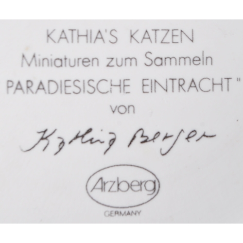 12 - Kathia's Katzen - Azberg, Germany. A collection of six ceramic pottery display dish / plates being h... 