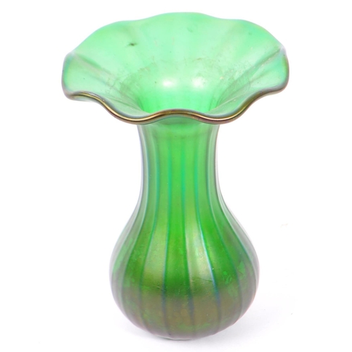 128 - A late 19th / early 20th century Loetz / Lötz Art Nouveau green glass 'Ruffled' vase. Made by Loetz ... 