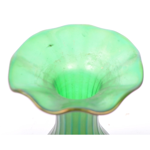 128 - A late 19th / early 20th century Loetz / Lötz Art Nouveau green glass 'Ruffled' vase. Made by Loetz ... 