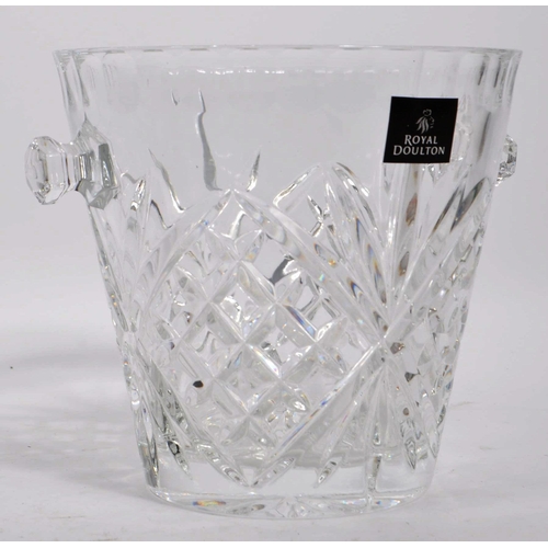 131 - Royal Doulton - Crystal Giftware - A contemporary ice bucket and champagne flute drinking glasses. A... 