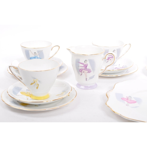 133 - Royal Stafford - Mid 20th century bone china porcelain tea service / set. In the Ballet pattern, com... 