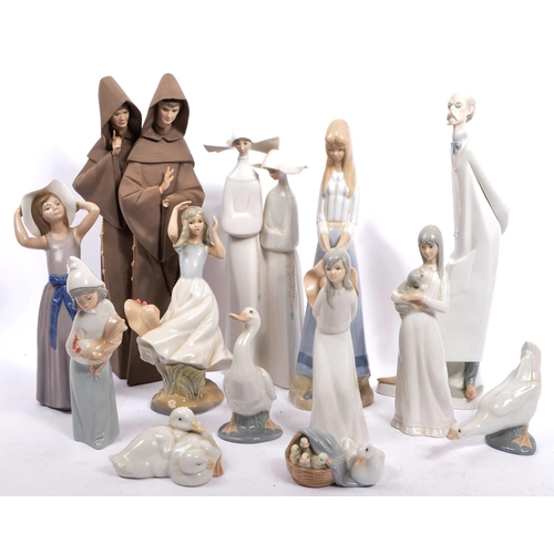 134 - Lladro - Nao - A collection of hand made Spanish porcelain china tableware. To include, Monks at pra... 