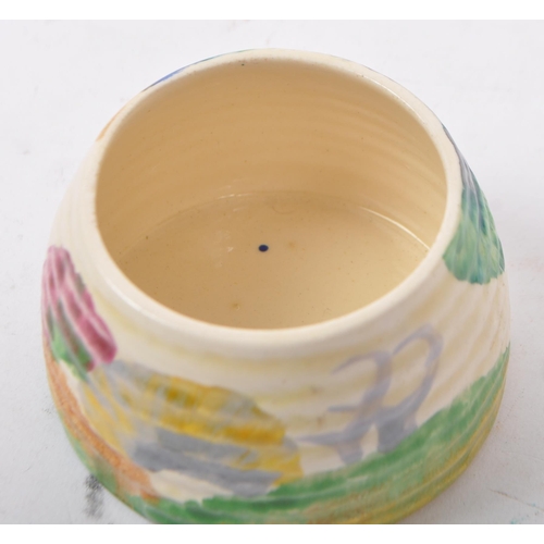 144 - Clarice Cliff - 1930's / Mid 20th Century Art Deco Bizarre design honey pot. Having a domed cover wi... 