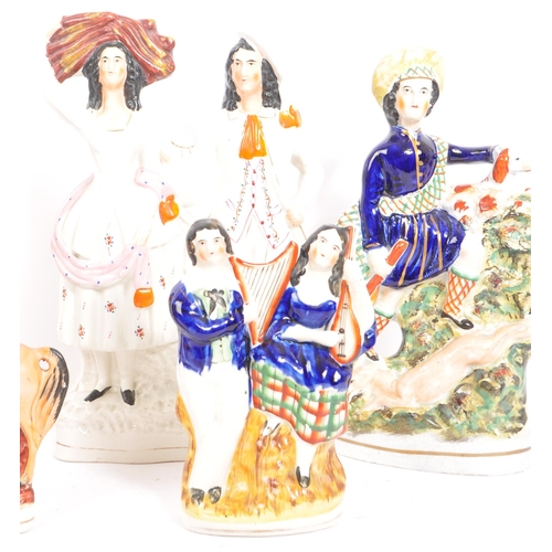 149 - A collection of 19th century Victorian Staffordshire ceramic flatware flat back pottery figures / st... 