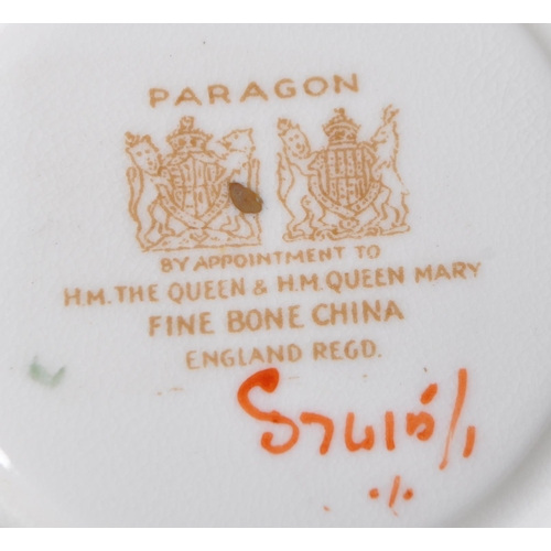 15 - Paragon - Early 20th century fine bone china porcelain tea service set. Having five cups and five sa... 