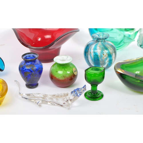 161 - A collection of twelve mid to late 20th century art glass to include; examples by Murano, MDINA, Sow... 