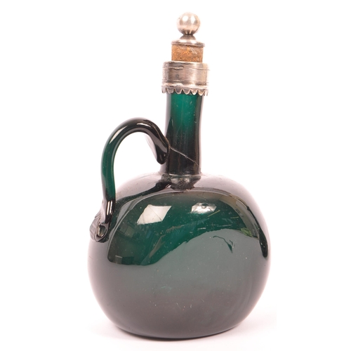 163 - Bristol Green Glass - Early Victorian 19th century Bristol green glass claret decanter. Together wit... 