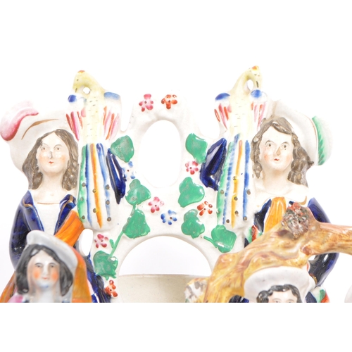 168 - A collection of Victorian 19th century Staffordshire flat back ceramic figures. Depicting regency co... 