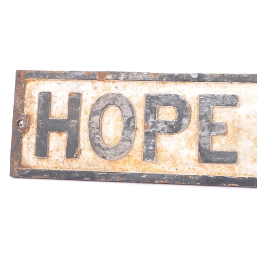 203 - An early 20th Century cast iron street road sign for 'Hope Square'. Black frame with white ground an... 