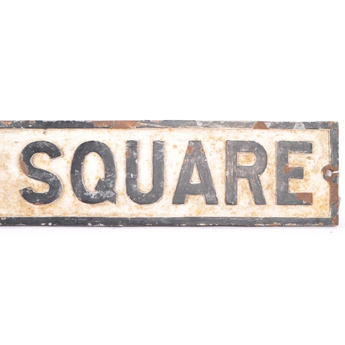 203 - An early 20th Century cast iron street road sign for 'Hope Square'. Black frame with white ground an... 