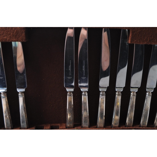 210 - A mid 20th century circa 1970's mahogany cased silver plated (EPNS) canteen set of cutlery by Slack ... 