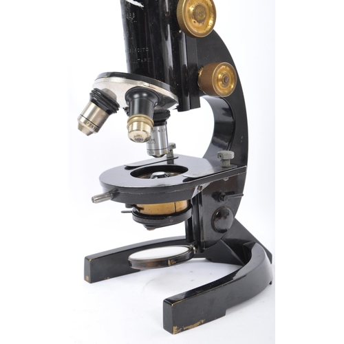 230 - Fratelli Koristka - Milano - Early 20th century Italian ebonised metal and brass microscope. Regio E... 