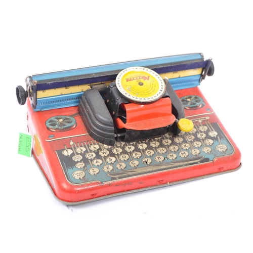 258 - A vintage mid century children's tin plate Mettype junior working toy typewriter in original box tog... 