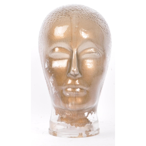 270 - A 20th century vintage pressed glass milliners head bust. Being sprayed with gold to interiors. Meas... 