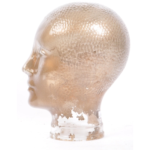 270 - A 20th century vintage pressed glass milliners head bust. Being sprayed with gold to interiors. Meas... 