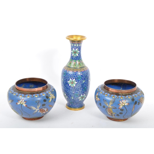 271 - Three pieces of early 20th century and later Chinese cloisonné to include a pair of bowls / planters... 