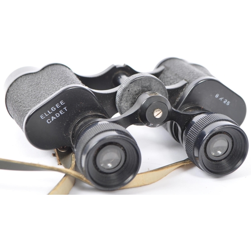 295 - Two pairs of vintage 20th century binoculars. One Ellgee cadet binoculars with 8 x 25 zoom. Together... 