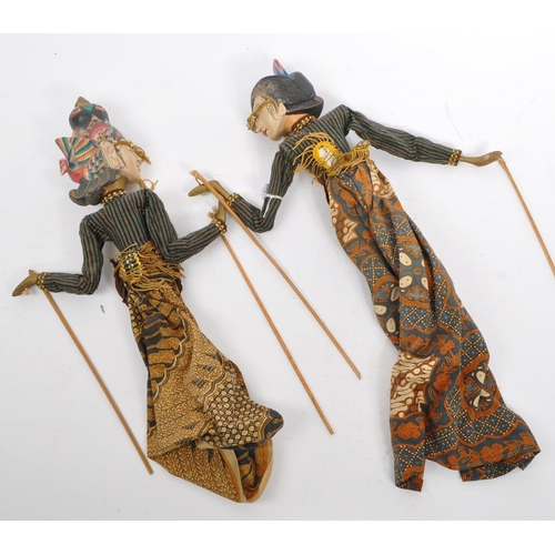 306 - Two vintage Oriental / Siamese Wooden Hand Painted Puppets . Each puppet with hand painted features ... 