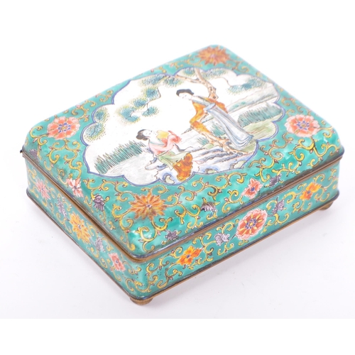 307 - An early 20th century circa 1920s Chinese cloisonne export enamelled cigarette box. The box having a... 