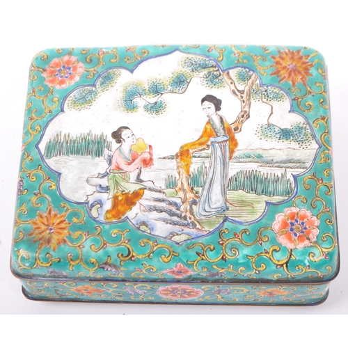 307 - An early 20th century circa 1920s Chinese cloisonne export enamelled cigarette box. The box having a... 