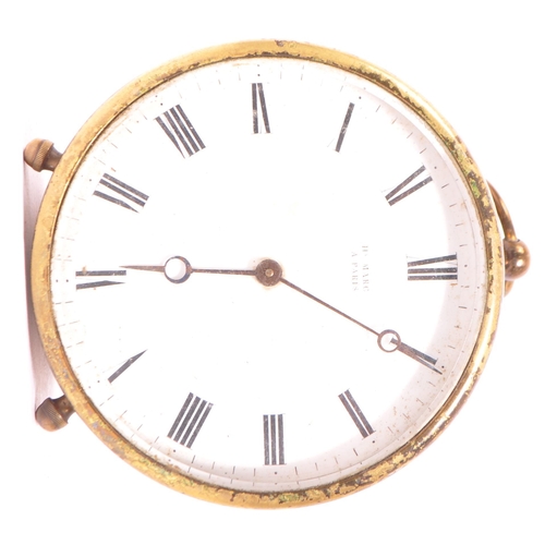 321 - An early 20th century French brass cased carriage clock by Henry Marc, Paris. With white enamel dial... 