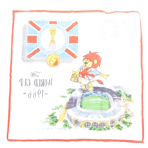 343 - A vintage mid 20th century 1966 Official World Cup Willie football / soccer handkerchief. With the l... 