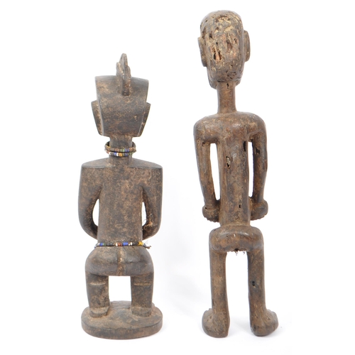 364 - Two early to mid century Kuba / Congolese / African hand carved statues / sculpture figurines of a n... 