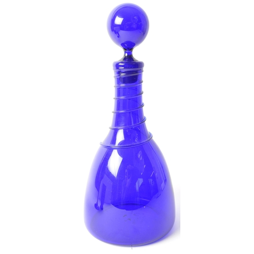 38 - Bristol Blue - A collection of blue glass items. Consisting of one tapered body ball stopper decante... 