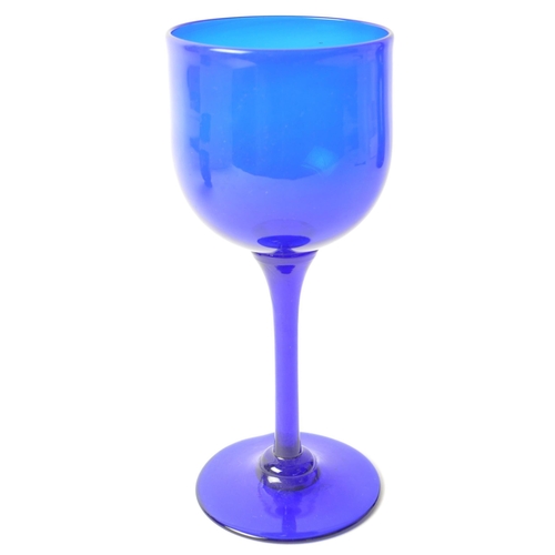 38 - Bristol Blue - A collection of blue glass items. Consisting of one tapered body ball stopper decante... 