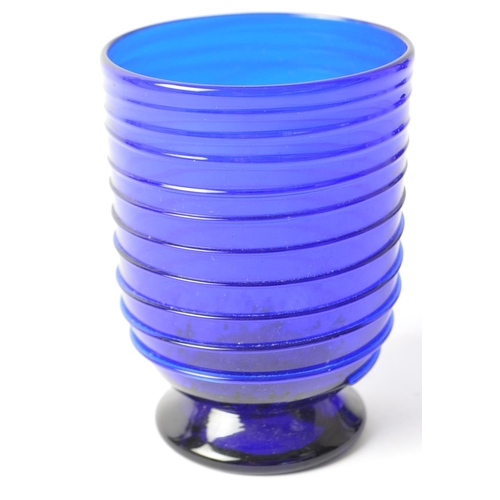 38 - Bristol Blue - A collection of blue glass items. Consisting of one tapered body ball stopper decante... 