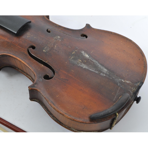 403 - A 19th Century Czech two piece full 4/4 violin, with paper label Antonius Stradivarius Cremenius Fac... 