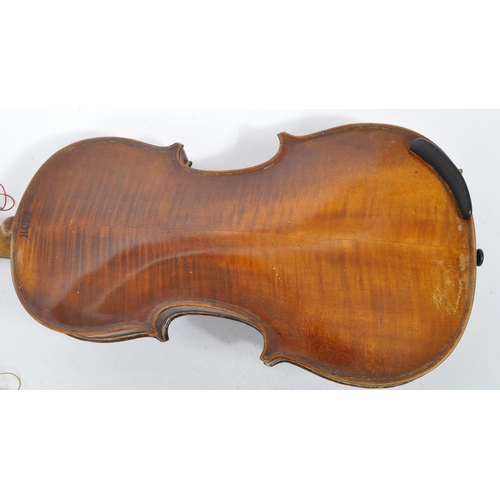 403 - A 19th Century Czech two piece full 4/4 violin, with paper label Antonius Stradivarius Cremenius Fac... 