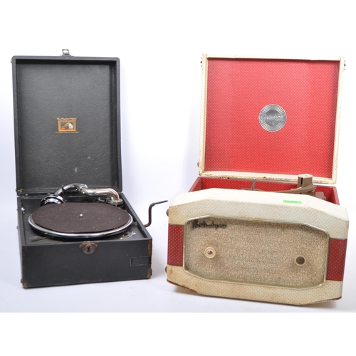 412 - A vintage mid 20th century HMV his masters voice record vinyl player. The gramophone company Ltd, Ha... 