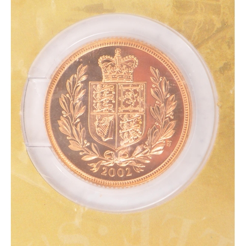 443 - A 2002 United Kingdom 22ct bullion proof full sovereign coin, Royal Mint. Produced to celebrate the ... 