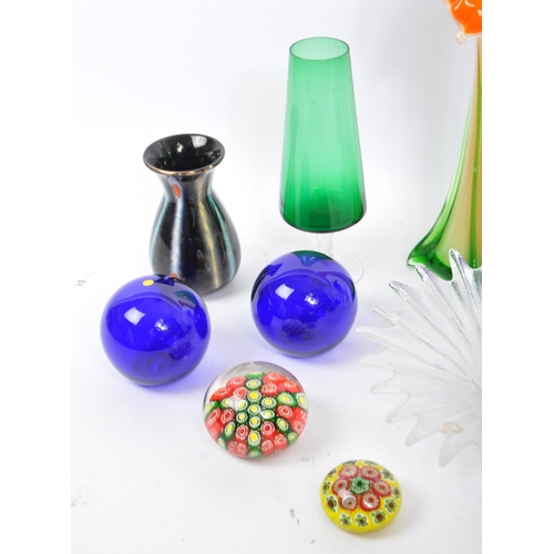 47 - A collection of 20th century art glass to include a Japanese art glass vase in the manner of Archime... 