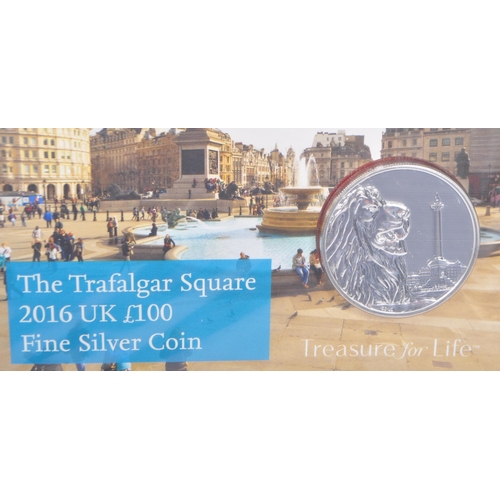 470 - The Royal Mint: A United Kingdom 2016 0.999 brilliant uncirculated proof £100 coin, Trafalgar Square... 