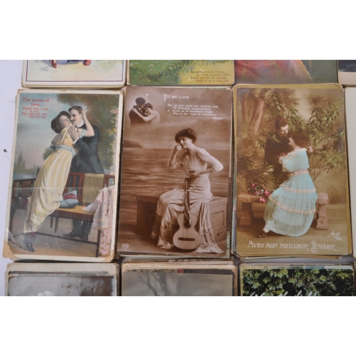 494 - Romance Postcards. A collection of circa 1910s - 1930s Edwardian to George V Romantic scenes mostly ... 