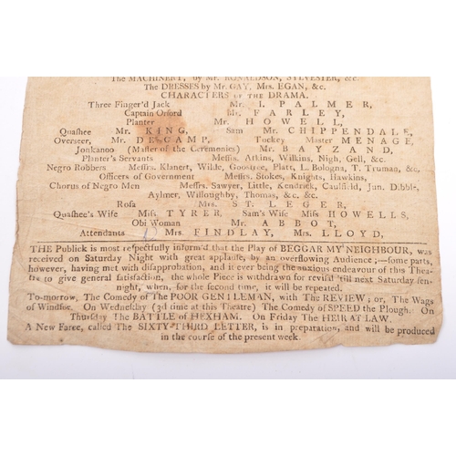 506 - George III 1805 Theatre Playbill - An early 19th century George III theatre playbill for Lovers' Vow... 