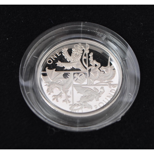 518 - The Royal Mint - A 2016 United Kingdom one pound 925 silver proof coin, 19.00g with 22.50mm diameter... 