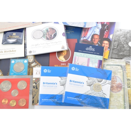 528 - A collection of commemorative Royal family and other United Kingdom coin sets / gift packs. To inclu... 