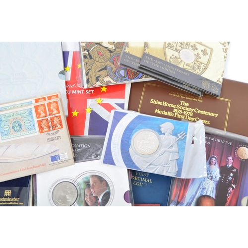 528 - A collection of commemorative Royal family and other United Kingdom coin sets / gift packs. To inclu... 