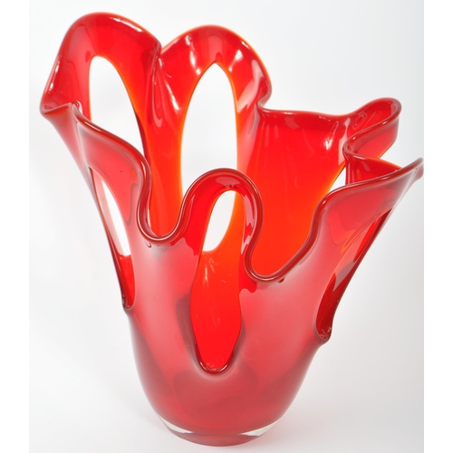 53 - Three vintage / late 20th century hand blown studio art glass examples. Lot to include a bulbous bow... 